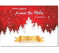 doodlecards Across The Miles Christmas Card White Forest with Red Sky Medium Size Christmas Card with Plain Envelope