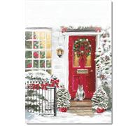 doodlecards Blank Christmas Card Red Door Large A4 Size Christmas Card with Plain Envelope