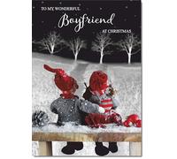 doodlecards Boyfriend Christmas Card Couple at Night Large A4 Size Christmas Card for Boyfriend with Plain Envelope