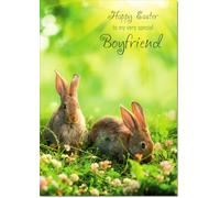 doodlecards Boyfriend Easter Card Two Bunnies Medium Size with Plain Envelope