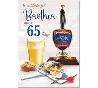doodlecards Brother 65th Birthday Card Age 65 Draft Beer