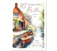 doodlecards Brother 70th Birthday Card Age 70 Canal Scene
