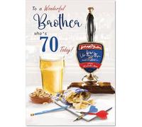 doodlecards Brother 70th Birthday Card Age 70 Draft Beer