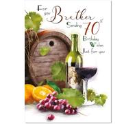 doodlecards Brother 70th Birthday Card Age 70 Wine Vineyard