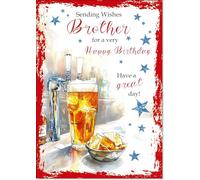 doodlecards Brother Birthday Card Beer and Crisps Medium Size with Plain Envelope