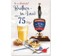 doodlecards Brother-in-Law 75th Birthday Card Age 75 Draft Beer