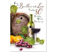 doodlecards Brother-in-Law 80th Birthday Card Age 80 Wine Vineyard