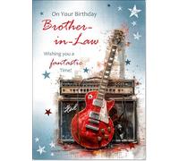 doodlecards Brother-in-Law Birthday Card Guitar Medium Size with Plain Envelope