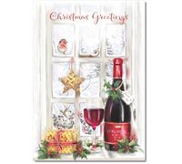 doodlecards Christmas Greetings Christmas Card Red Wine Bottle Medium Size Christmas Card with Plain Envelope