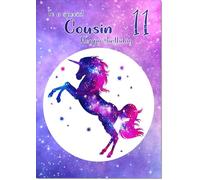 doodlecards Cousin Female 11th Birthday Card Age 11 Stardust Unicorn