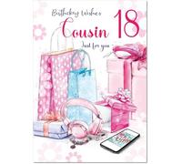 doodlecards Cousin Female 18th Birthday Card Age 18 Present Pile