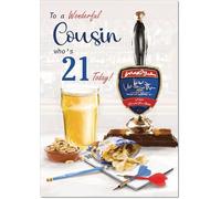 doodlecards Cousin Male 21st Birthday Card Age 21 Draft Beer