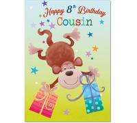 doodlecards Cousin Male 8th Birthday Card Age 8 Cheeky Monkey