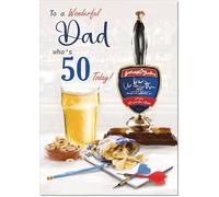 doodlecards Dad 50th Birthday Card Age 50 Draft Beer