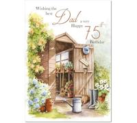 doodlecards Dad 75th Birthday Card Age 75 Garden Shed