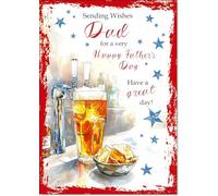 doodlecards Dad Fathers Day Card Beer and Crisps Large A4 Size with Plain Envelope