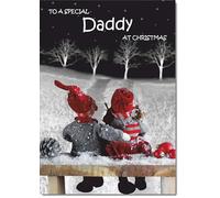 doodlecards Daddy Christmas Card Couple at Night Medium Size Christmas Card for Daddy with Plain Envelope
