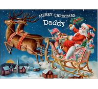 doodlecards Daddy Christmas Card Santa'S Sleigh Victorian Style Medium Size with Plain Envelope