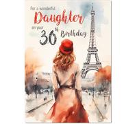 doodlecards Daughter 30th Birthday Card Age 30 Paris, Eiffel Tower
