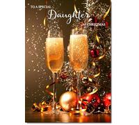doodlecards Daughter Christmas Card Champagne Large A4 Size Christmas Card for Daughter with Plain Envelope
