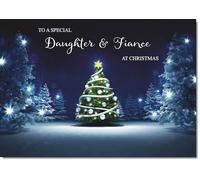 doodlecards Daughter & Fiance Christmas Card Medium Size with Plain Envelope