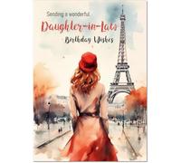 doodlecards Daughter-in-Law Birthday Card Paris, Eiffel Tower