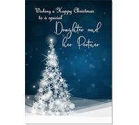doodlecards Daughter & Partner Christmas Card Medium Size with Plain Envelope