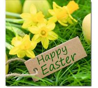 doodlecards Easter Card Happy Easter Daffodils Square Size with Plain Envelope