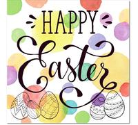 doodlecards Easter Card Happy Easter Egg Pattern Square Size with Plain Envelope