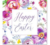 doodlecards Easter Card Happy Easter Flowers Square Size with Plain Envelope