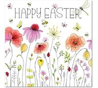 doodlecards Easter Card Happy Easter Wildflowers Square Size with Plain Envelope