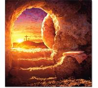 doodlecards Easter Card Sunset Three Crosses Square Size with Plain Envelope