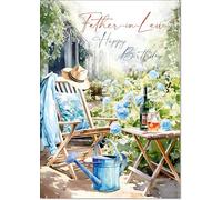 doodlecards Father-in-Law Birthday Card Relax in the Garden Medium Size with Plain Envelope