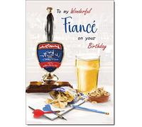doodlecards Fiance Birthday Card Draft Beer Medium Size with Plain Envelope