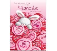 doodlecards Fiancee Valentine's Day Card Love Heart Sweets Medium Size with Plain Envelope