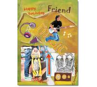 doodlecards Friend Birthday Card for Him Grunge and Skateboarding