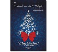 doodlecards Friends We Don't Forget Christmas Card Blue Abstract Christmas Tree Medium Size Christmas Card for Friends We Don't Forget with Plain Envelope