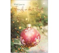 doodlecards Friends We Don't Forget Christmas Card Christmas Tree Bauble Medium Size Christmas Card for Friends We Don't Forget with Plain Envelope