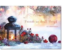 doodlecards Friends We Don't Forget Christmas Card Festive Lamp Medium Size Christmas Card for Friends We Don't Forget with Plain Envelope