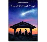 doodlecards Friends We Don't Forget Christmas Card Nativity Scene Medium Size Christmas Card for Friends We Don't Forget with Plain Envelope