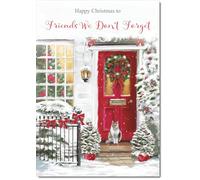 doodlecards Friends We Dont Forget Christmas Card Red Door Medium Size with Plain Envelope