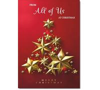 doodlecards From All Of Us Christmas Card Gold Star Christmas Tree Medium Size Christmas Card for From All Of Us with Plain Envelope
