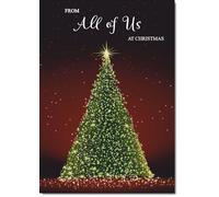 doodlecards From All Of Us Christmas Card Green Christmas Tree Large A4 Size Christmas Card for From All Of Us with Plain Envelope