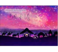 doodlecards From Both Of Us Christmas Card Nativity Scene Evening Watercolour Medium Size Christmas Card for From Both Of Us with Plain Envelope