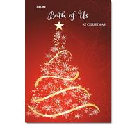 doodlecards From Both Of Us Christmas Card Red Abstract Christmas Tree Medium Size Christmas Card for From Both Of Us with Plain Envelope