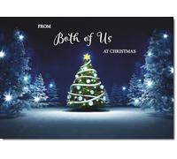 doodlecards From Both Of Us Christmas Card Tree in Dark Sky Medium Size Christmas Card for From Both Of Us with Plain Envelope