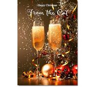 doodlecards From The Cat Christmas Card Champagne Medium Size Christmas Card for From The Cat with Plain Envelope