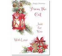 doodlecards From The Cat Christmas Card Lamp and Parcels Medium Size Christmas Card for From The Cat with Plain Envelope