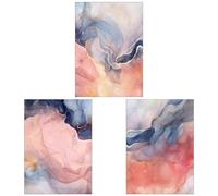 doodlecards Gallery Arts Set of 3 x A4 Size Abstract Art Metallic Fluid Marble Wall Art Posters Unframed Quality Prints