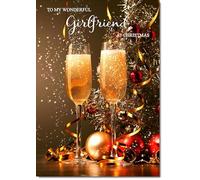 doodlecards Girlfriend Christmas Card Champagne Large A4 Size Christmas Card for Girlfriend with Plain Envelope